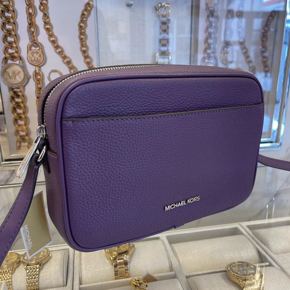 MICHAEL KORS Jet Set Pebbled Leather Camera Crossbody Bag
Dark Purple 
NWT - Picture 7 of 16